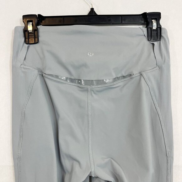 Lululemon Gloss Trim Run Super High Rise SHR Tight Leggings Gray - Size 6 - Picture 5 of 9